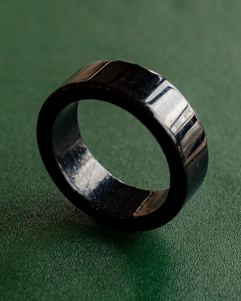 A 제이드 흑옥 옥반지 Flat Black Jade Ring