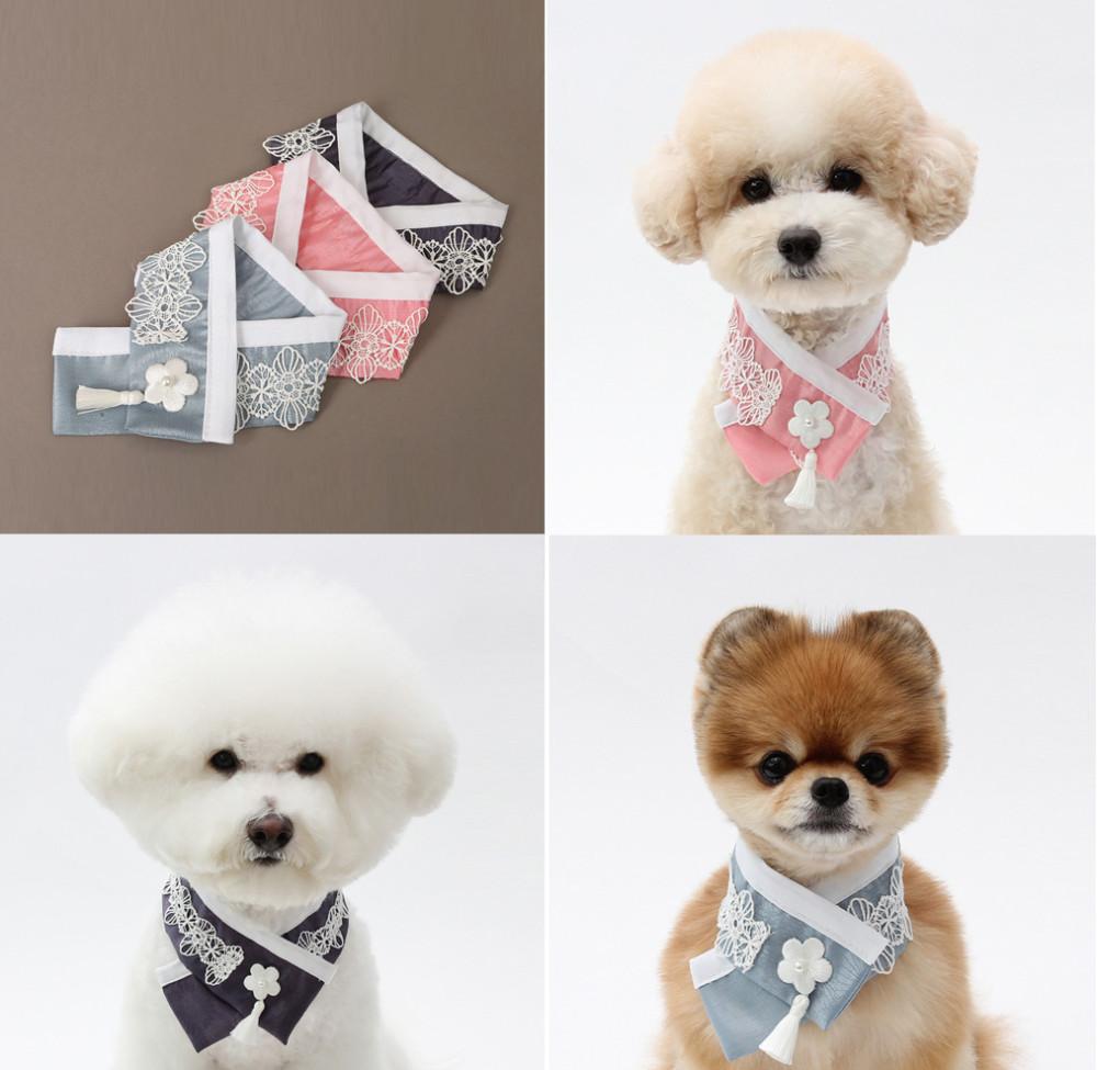 한복 플라워 넥카라 강아지 케이프 고양이 애견 악세서리