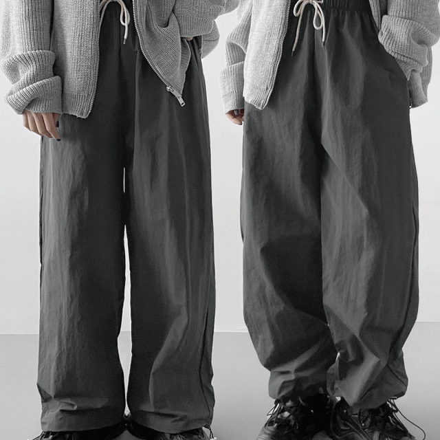 투웨이✌ 바스락 나일론 스트링 와이드 조거 팬츠