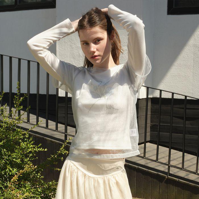 ROSE MESH T-SHIRT (LIGHT BLUE)