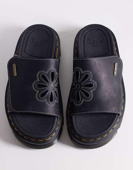 Dr Martens ZebZag flower slide in black wyoming