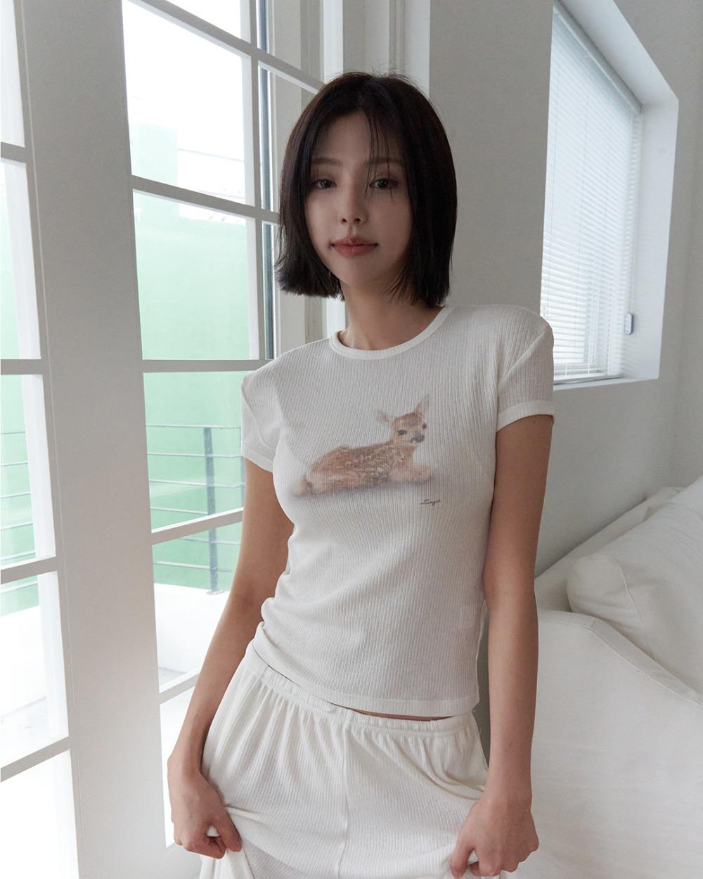 25SS bambi ribbed short sleeve t-shirt