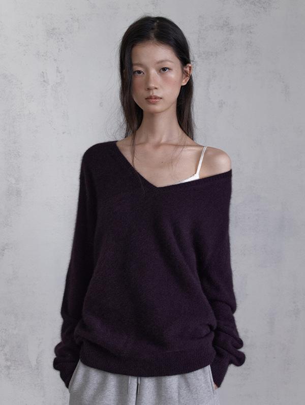 [10th 예약주문] HUG RACOON V KNIT (DEEP PURPLE)