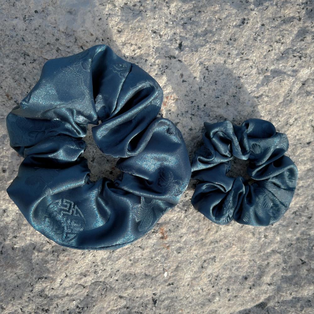 짙은옥색 한복 헤어 스크런치 곱창밴드 곱창머리끈 헤어슈슈 외국인선물