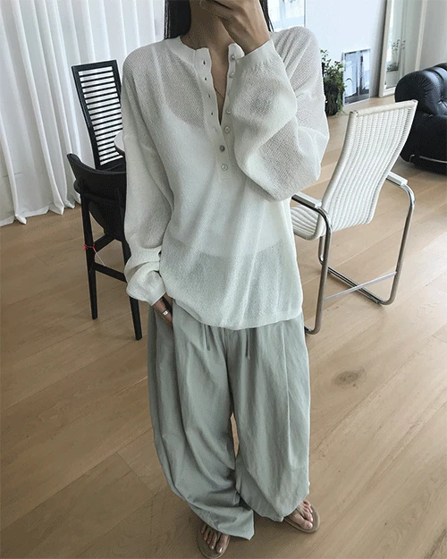 [unisex] 썸머 헨리넥 니트