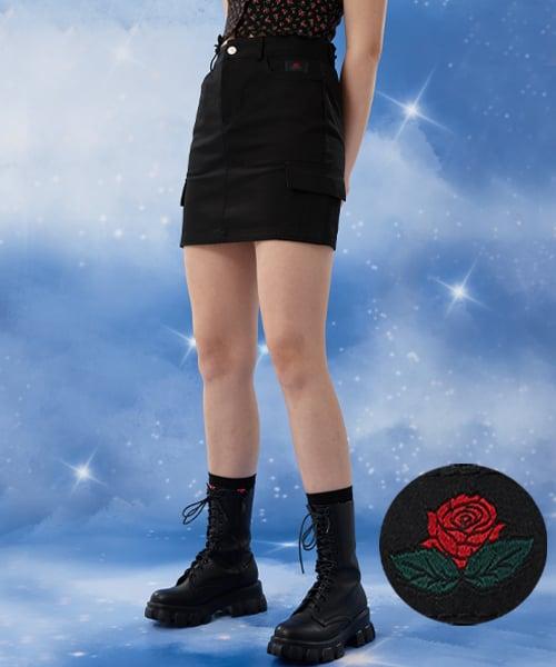 [CP] 크롭 로즈 카고 미니 스커트 [BLACK] 치마 ver.