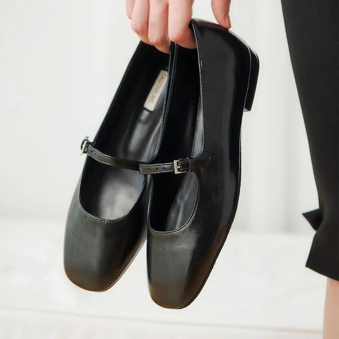 (바로배송/단독) Flap 플랩 스퀘어 버클 메리제인 플랫