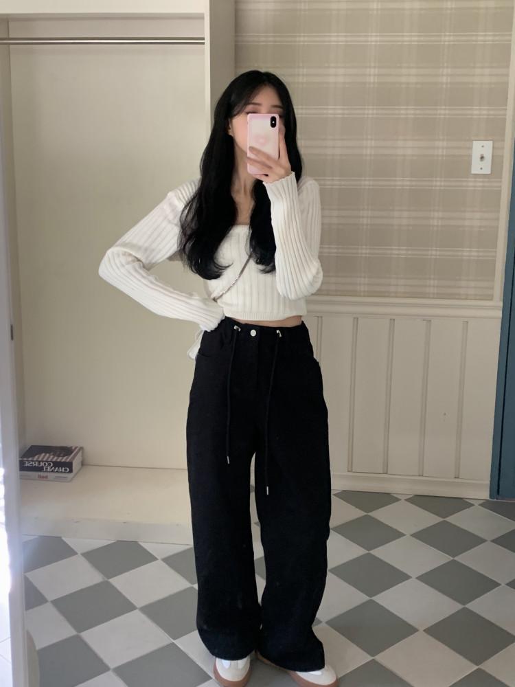 토퍼 스트링 코튼 팬츠(당일출고)