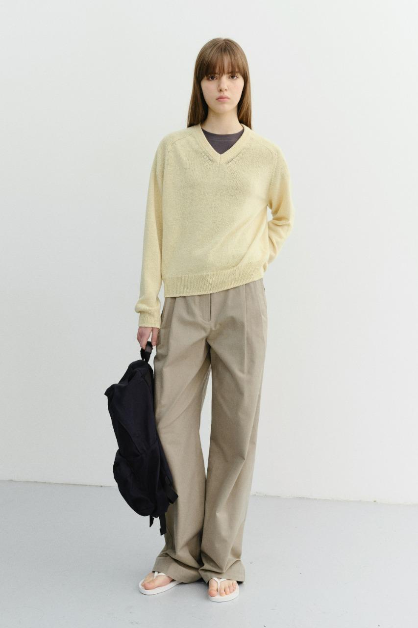 SUMMER DOUBLE PLEATED CHINO SLACKS KHAKI_UDPA6B229K1