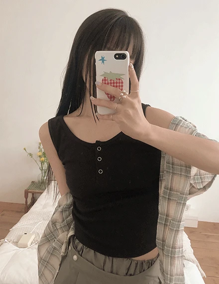 [데일리/기본템] 슬로라 똑딱이 베이직 골지 나시