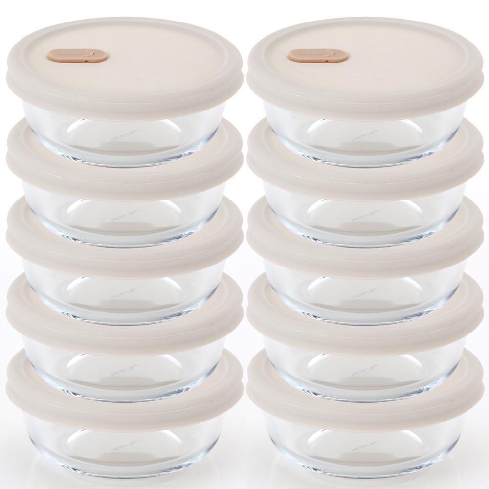 네오플램 전자렌지용 냉동 밥 보관용기 10P 유리반찬통 360ml