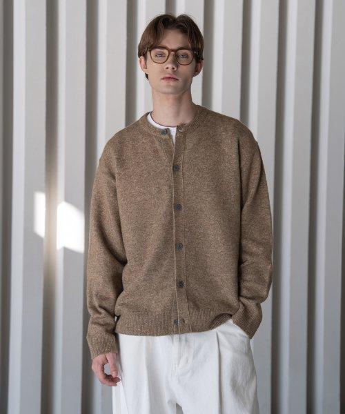 컴포트 라운드넥 울 가디건 [베이지 브라운]