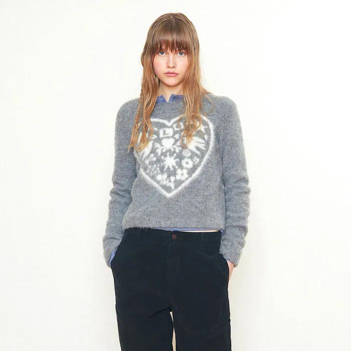 STAMP FUZZY SWEATER_MELANGE GREY_LC254KN08MG