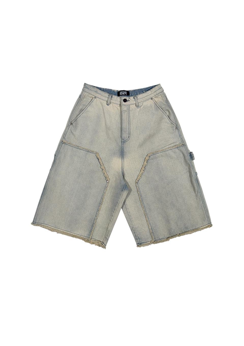 VINTAGE MEDIUM INDIGO HALF PANTS _ ICE BLUE