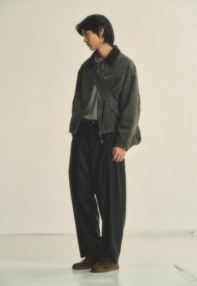 (September Release) Garment Dyed Newsboy Bag_Faded Charcoal