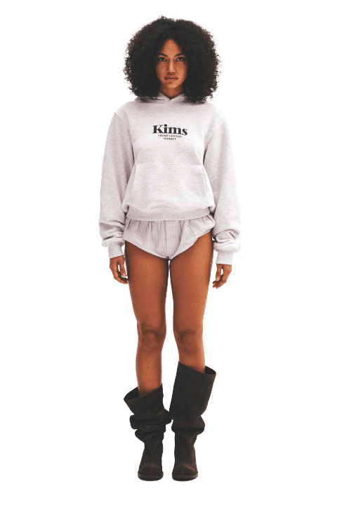 (Unisex) Kims Bam Logo Hoodie Grey