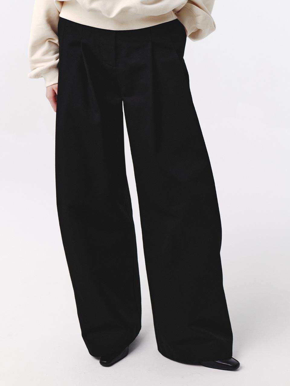 Curved Seam Wide Pants Black