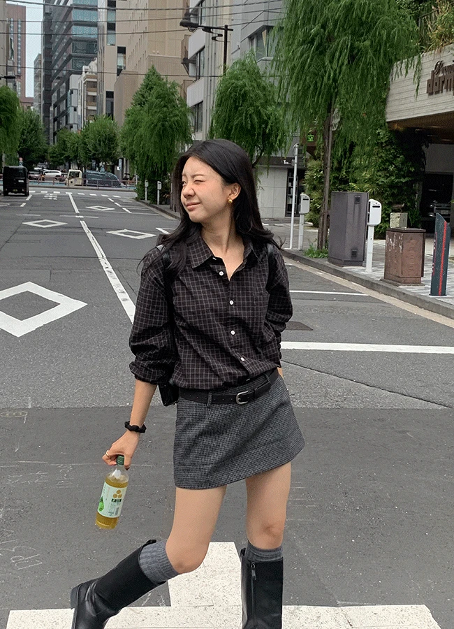 Slowly check shirt (1color)