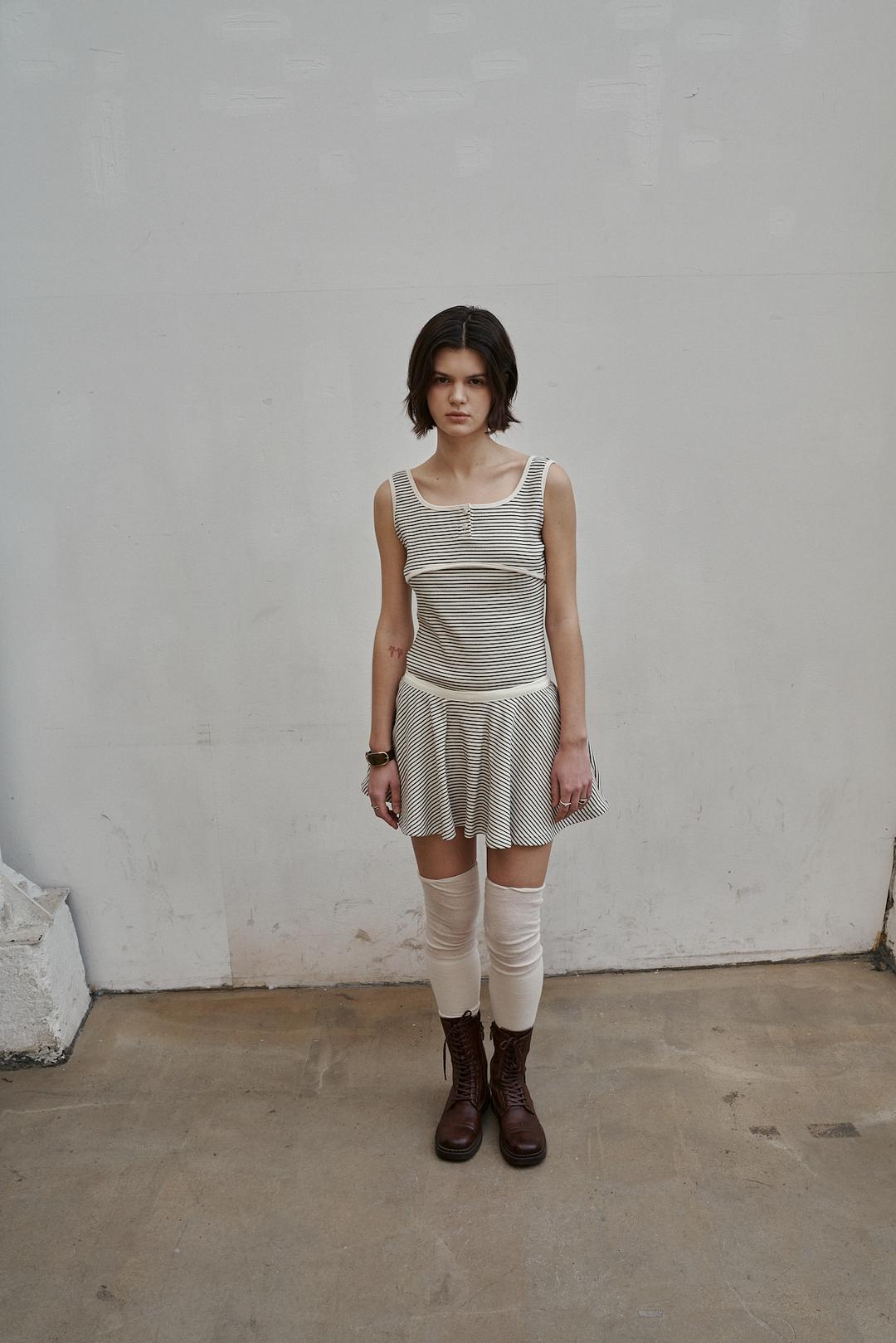 Stripe sleeveless Ivory