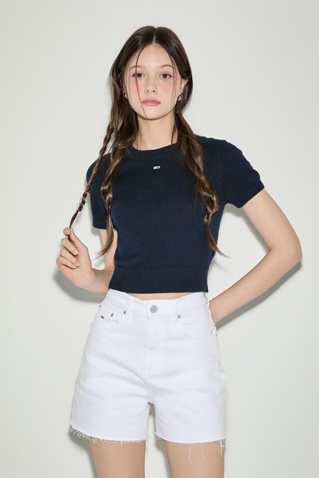 크롭 크루 스웨터