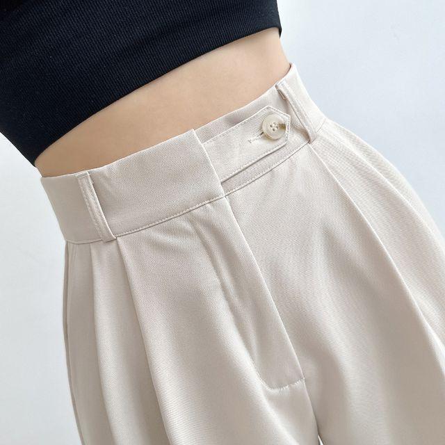(하객룩)차르르인생핏/이중잠금 (기장선택/~2XL) 키작녀 보통녀 키큰녀 와이드 슬랙스(3color)_버튼나인
