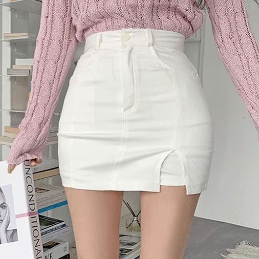 (반바지안감) 유네 스판 트임 큐롯 미니 스커트 (아이보리,베이지,블랙)