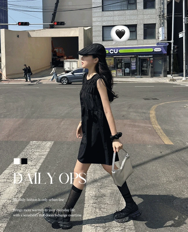 오브히 리본 셔링 나시 미니 원피스 - 2color