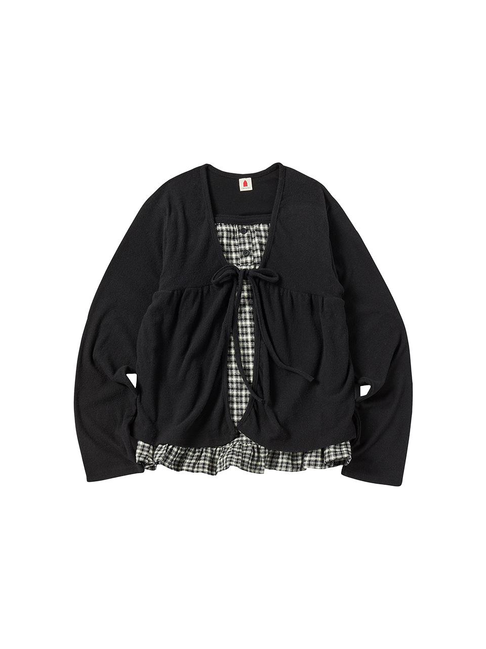 [예약발송 11/14] W CHECK SMOOTH CARDIGAN [BLACK]