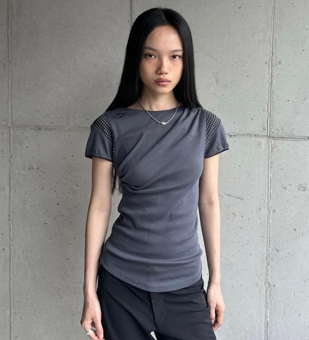 미스치프 Mschf cowl check block top_charcoal | 후루츠패밀리