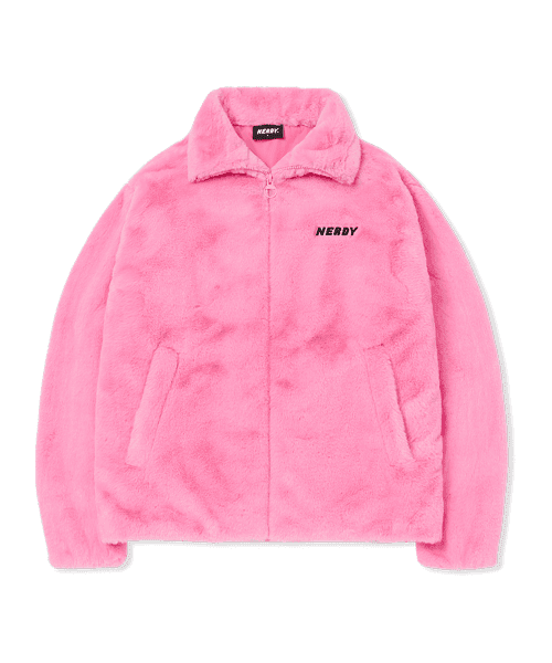 뮬리 에코 퍼 자켓 핫핑크