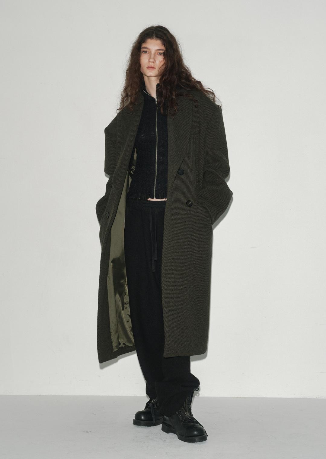 OVERSIZED DOUBLE BREASTED COAT KHAKI