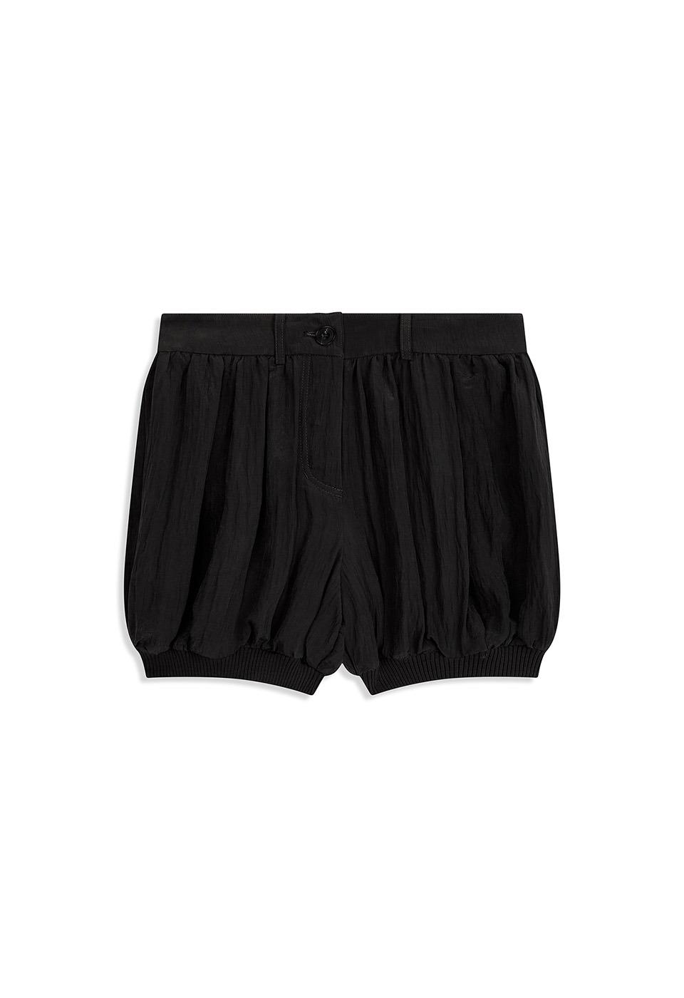 CRINKLED GATHER SHORTS, CHARCOAL