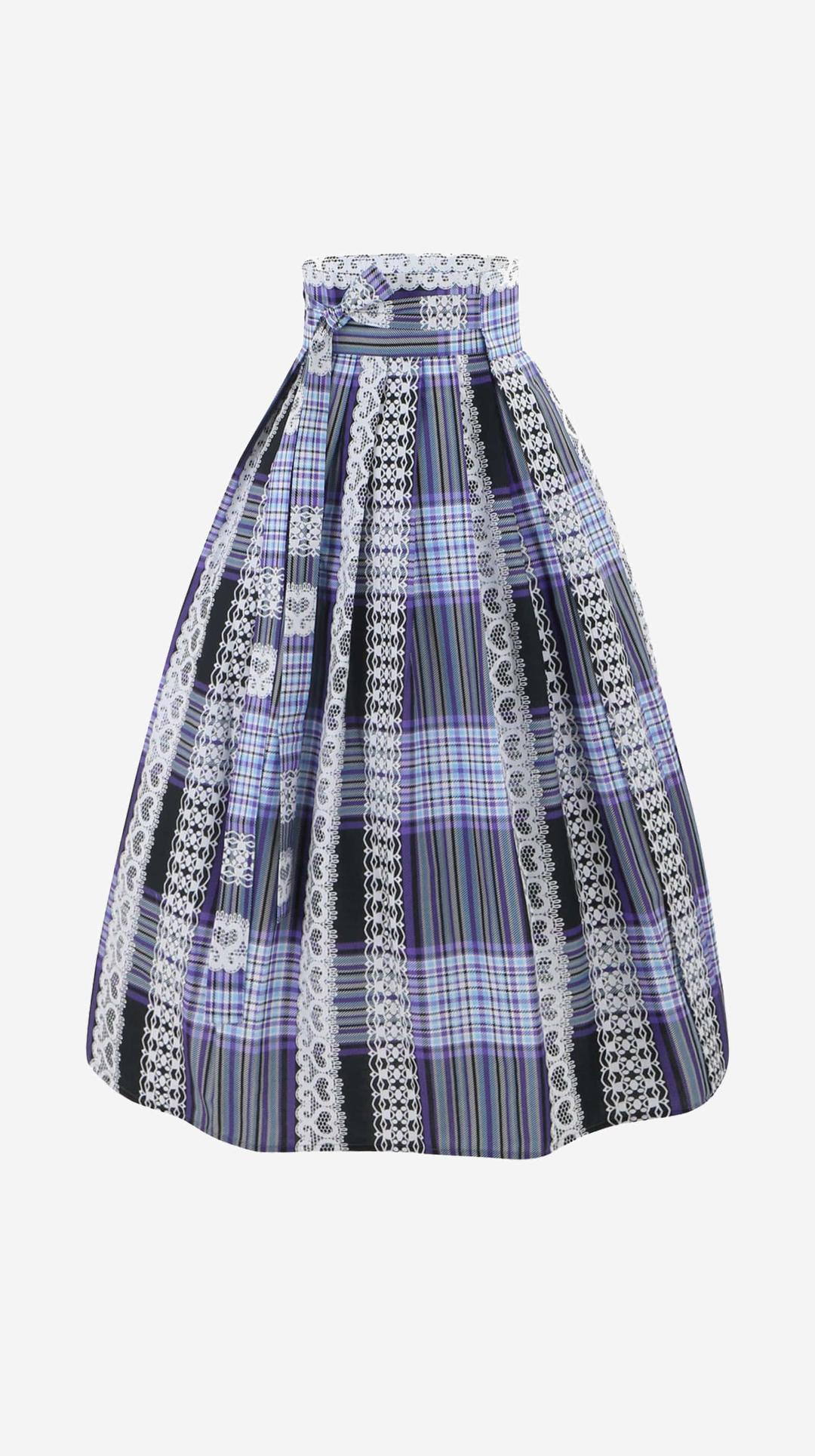 레이스 체크 허리치마