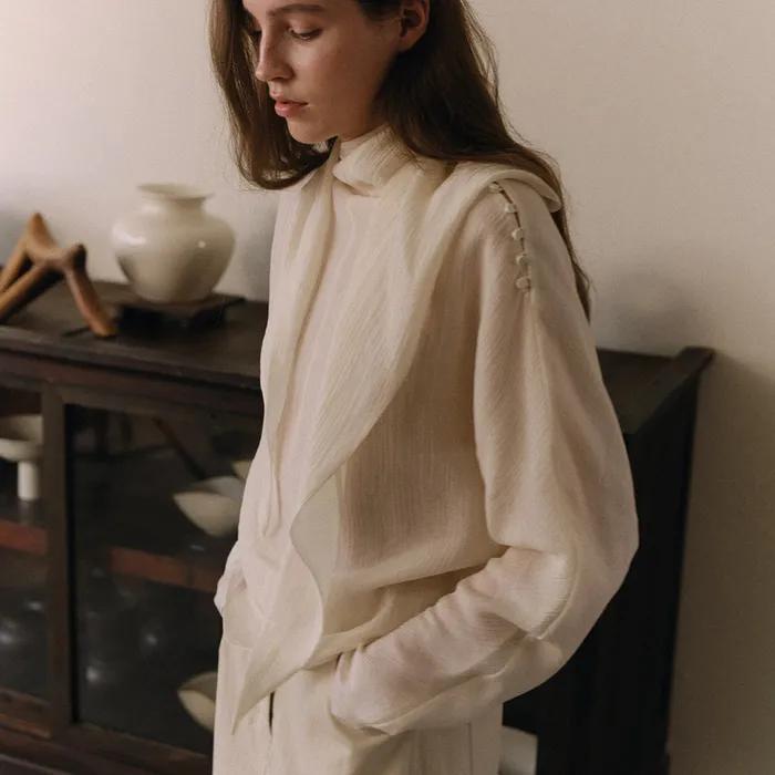 Scarf Kimono Top Cream