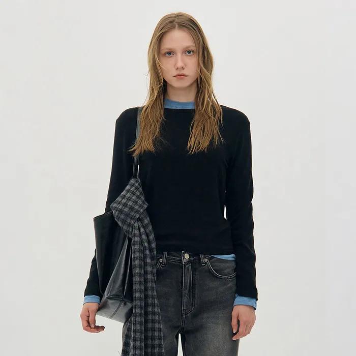 Lc WOOL JERSEY WARM T-SHIRT_BLACK_LC254TS06BK