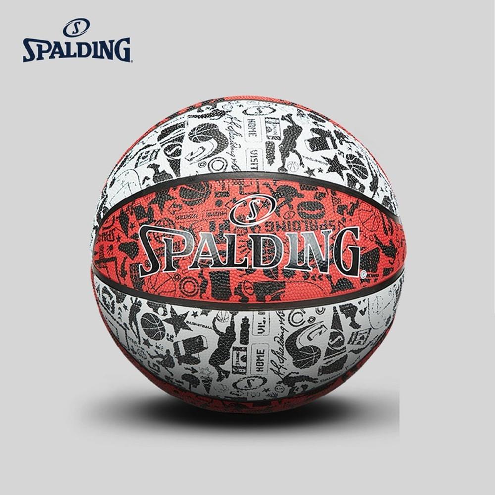 NBA 스팔딩 농구공 그래피티 시리즈 레트로 고무 7호 실내외 레드화이트 84-504y