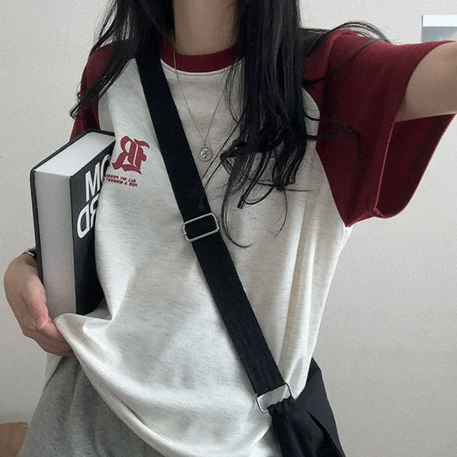 [아방핏!/촉감대박] 여름 데일리 올나그랑 배색 반팔티셔츠 (3color)