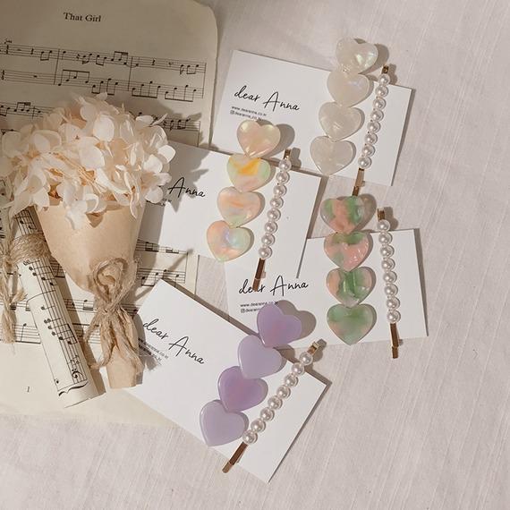 에이디 마블하트진주헤어핀2set