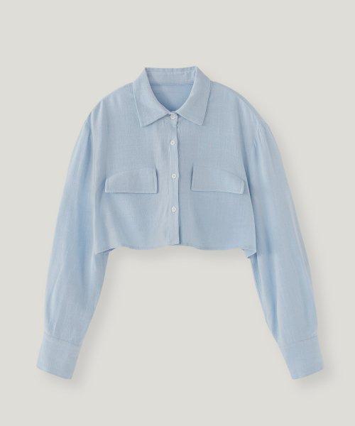 [Woman]밸런스 린넨 크롭 셔츠 자켓_Royal Blue