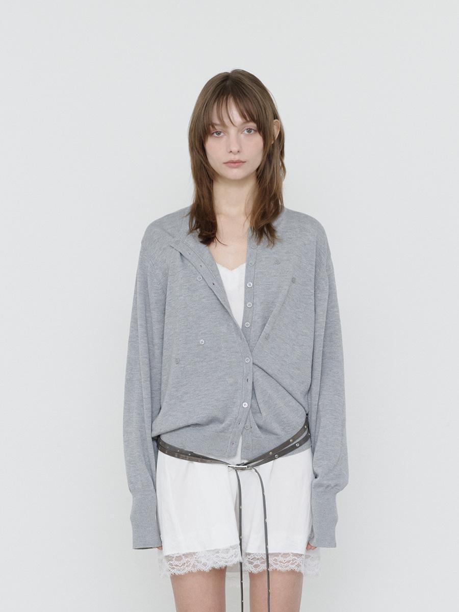 MOP BUTTON CARDIGAN GREY