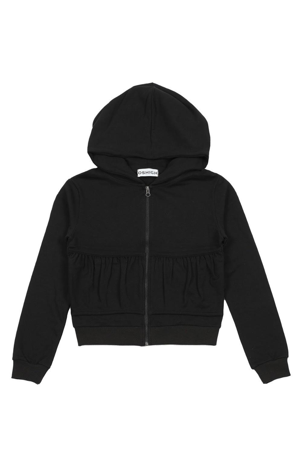 WRINKLE HOOD ZIP UP BLACK