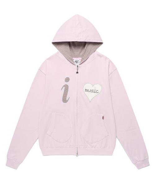 I LOVE MUSIC ZIP UP HOODIE PINK(CV2FFUM481A)