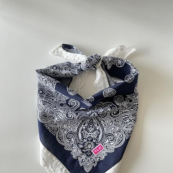 TLC Lace Trimmed Bandana / Navy