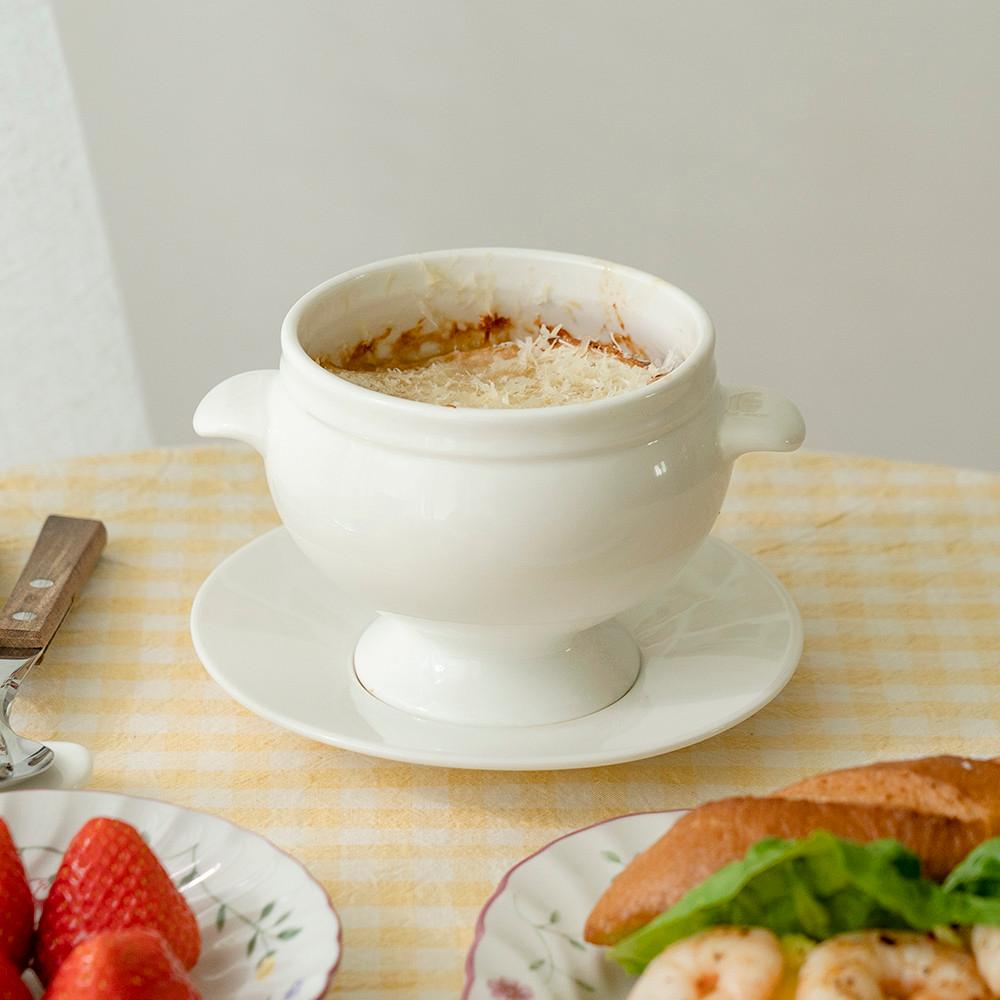 [쿠베르] 프렌치 클래식 양손 수프 볼, 손잡이 그릇 오븐 용기 스프볼 단품