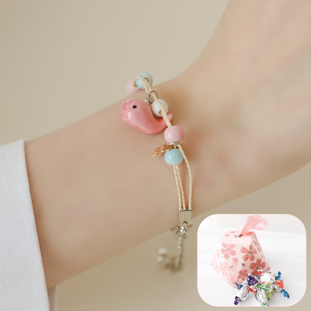 [달콤달달한사탕패키지/돌고래/행운] "핑크빛행운이 너에게" 팔찌+사탕+핑크선물포장