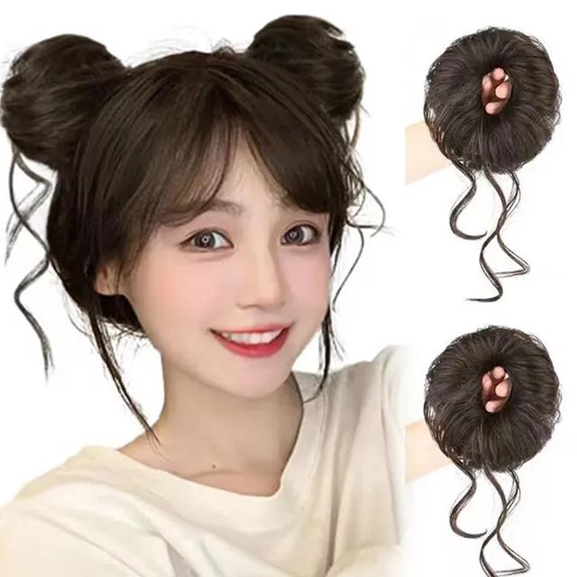 애교 트윈 당고머리 밴드 헤어피스 2개 - 1셋트