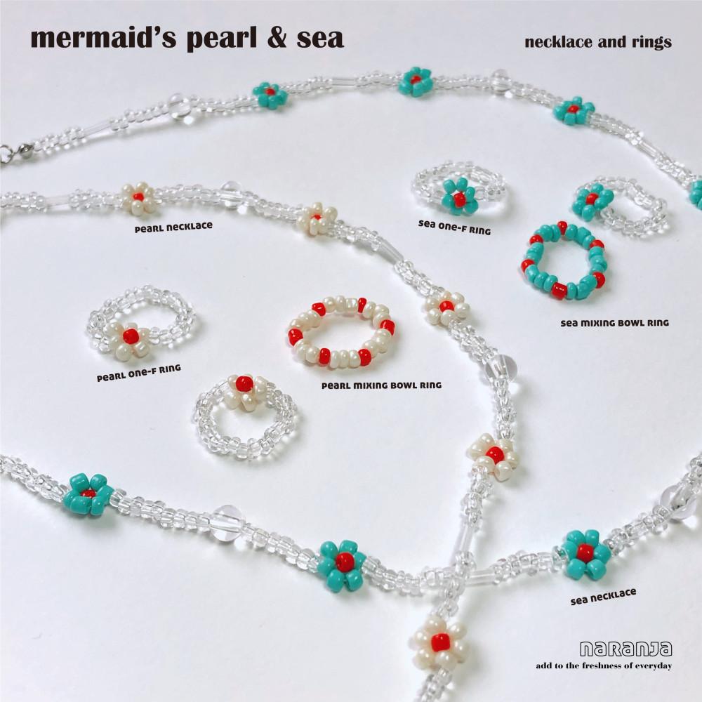 [나랑하] 머메이드 비즈 세트 mermaid beads necklace & ring