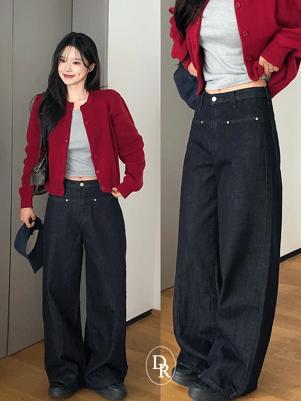 센트 포켓 와이드 데님 팬츠 (2color)