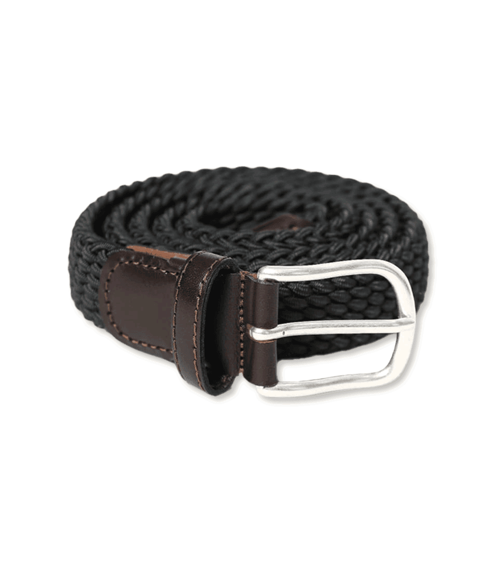 [HORLISUN]PENINSULA ELASTIC BRAIDED LEATHER BELT'CHARCOAL\'