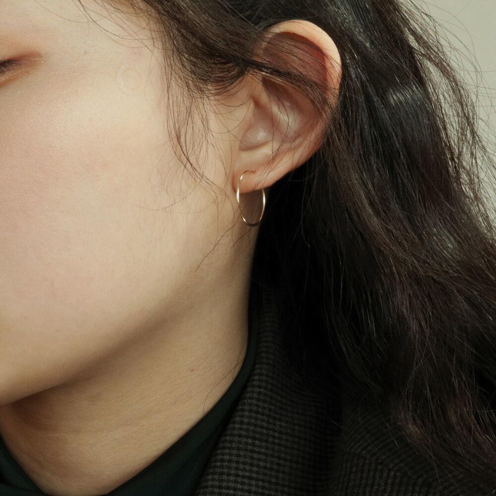 [14K] 14K GOLD 18MM PIPE RING EARRING